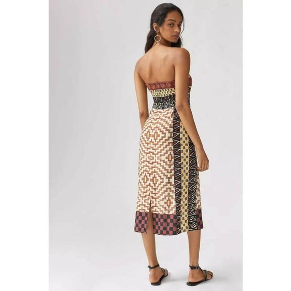Anthropologie Brown Nwot Verb Pallavi Singhee Geo Cut-out Midi Night Out Dress - Picture 2 of 8